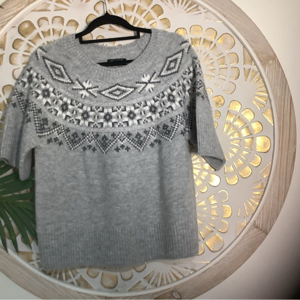 1. State Gray and White Knit Sweater